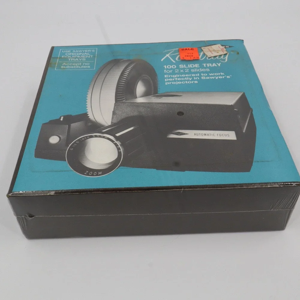 Vintage Sawyer's Rototray 100 Slide Tray Black 2x2 Vintage Projector NEW Sealed